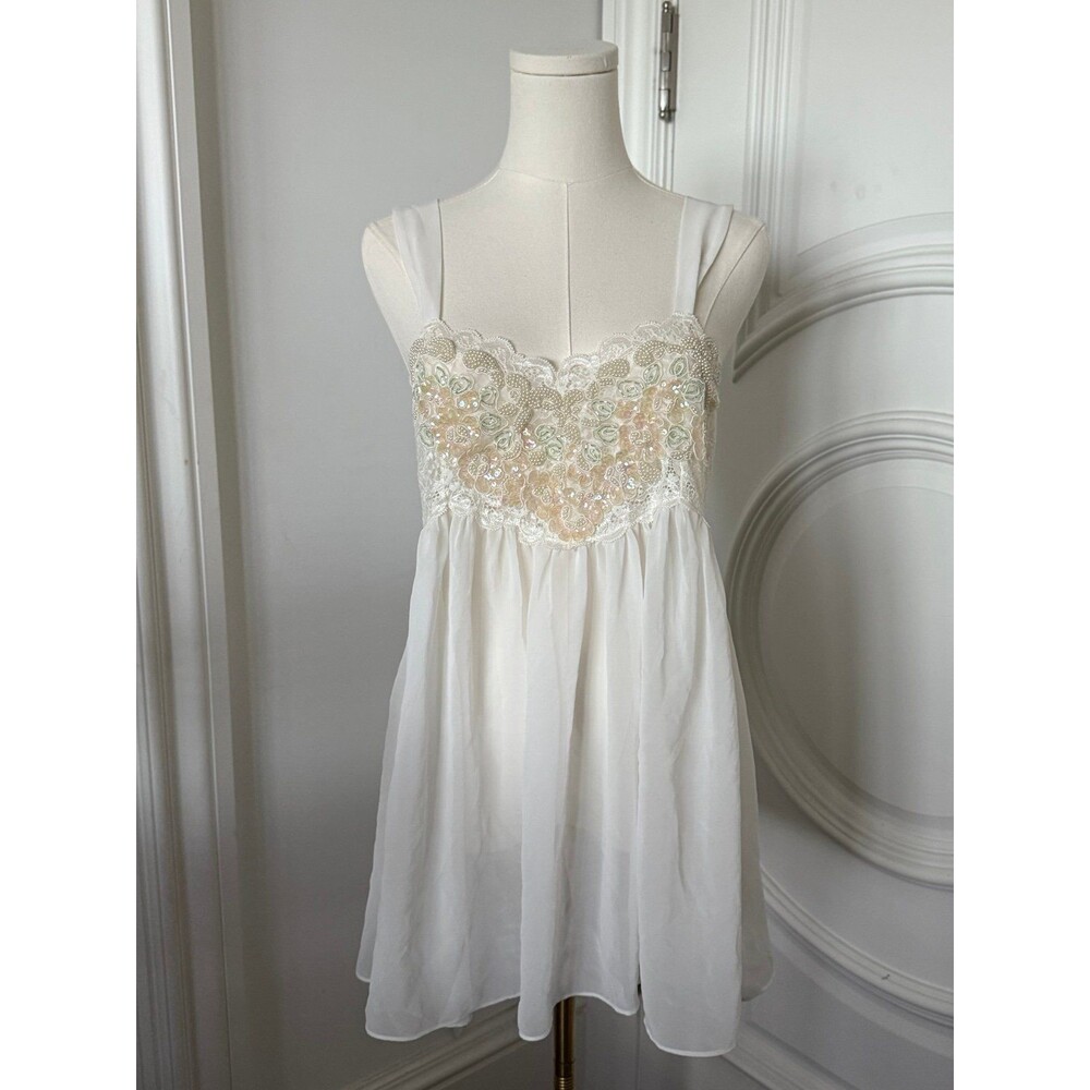 Val Mode Lingerie Vintage Beaded Coquette Slip Dress